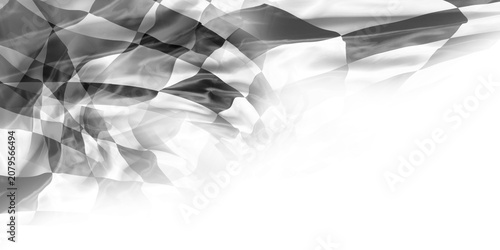Checkered racing flag on white