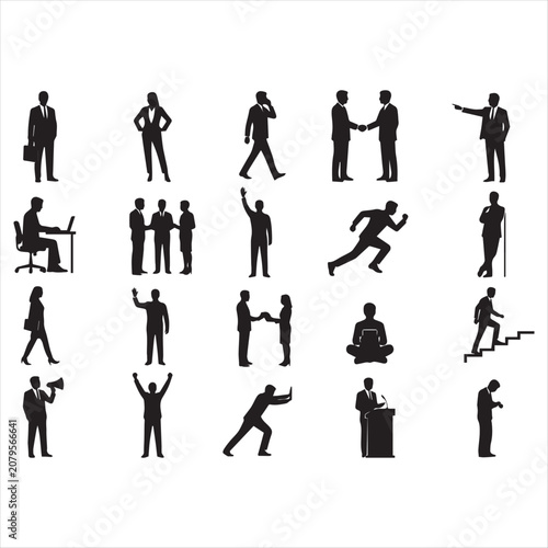 Business People Silhouette Icons, Flat Design