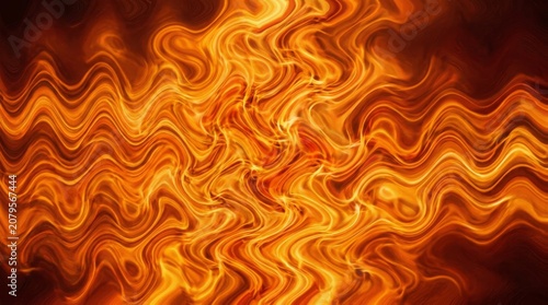 Abstract fiery orange and yellow wavy motion background.