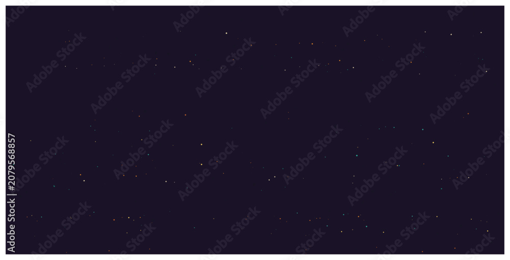 Fototapeta premium Dark purple cosmic background with tiny glowing colorful particles.