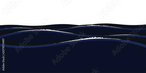 Foto Dark blue ocean waves with white foam crests rolling in the deep sea