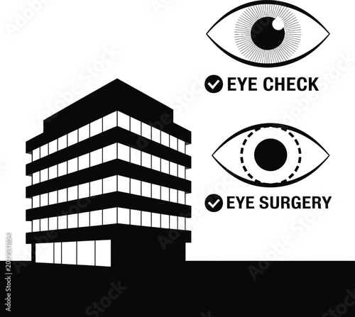 Eye clinic and ophthalmology services icon set