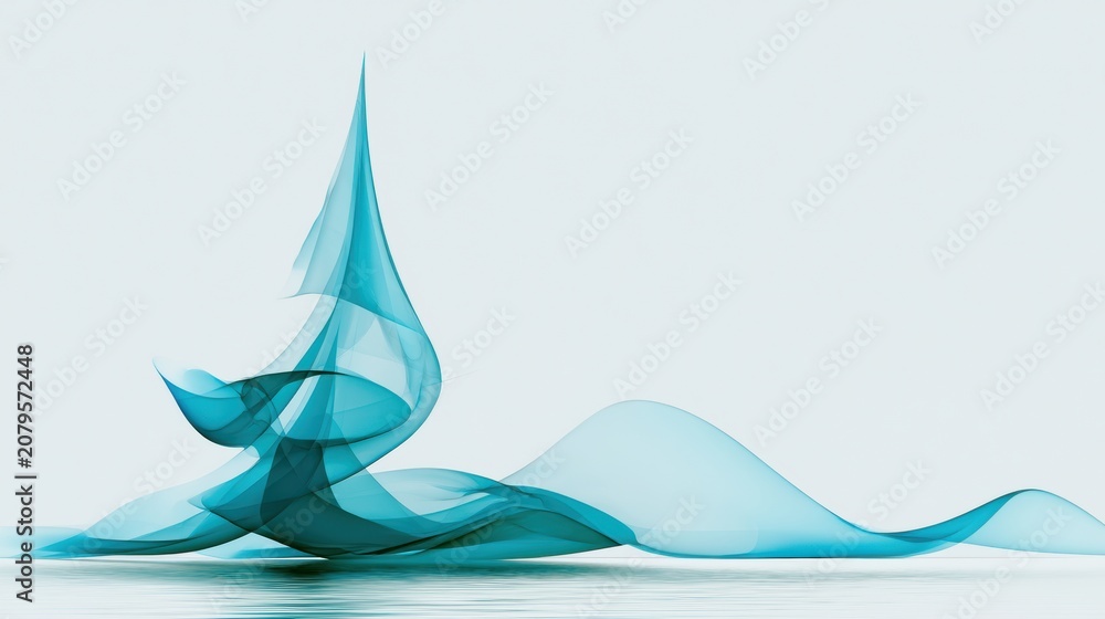 Fototapeta premium Exploring the Connection Between the Mind and Body Through Abstract Shapes and Flowing Lines on a White Background