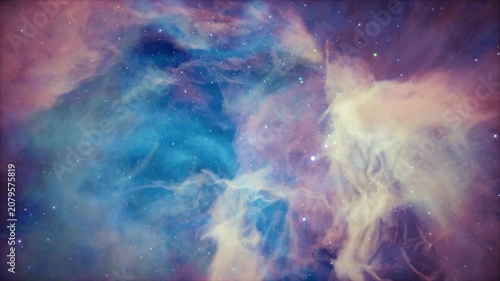 Colorful Nebula Flowing Through Deep Space With Stars