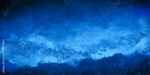 Fotografía Dark Blue Sky with Dramatic Clouds, Abstract Cloudscape Weather Background with
