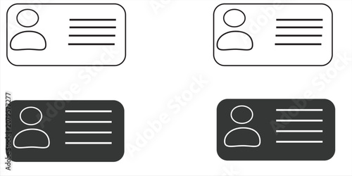Set of License icon set.  Identification card. Driver's license identification icon. ID Card icon collection.