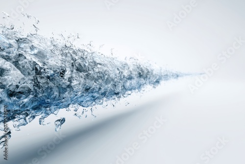 Concept of Frozen Movement With Abstract Water Form Isolated in Blue and Gray Tones Against White Background Showing Stillness in Time