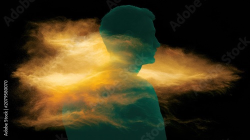 Warm Glow in Body Outline Showing Internal Feelings and Sensations Through a Visual Abstract Concept