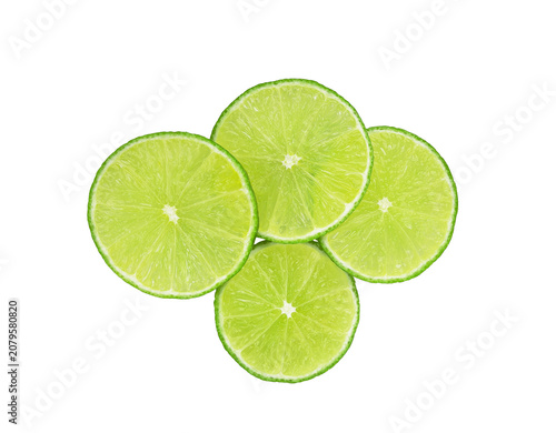 Slices of fresh lime fruit isolated on transparent background. PNG