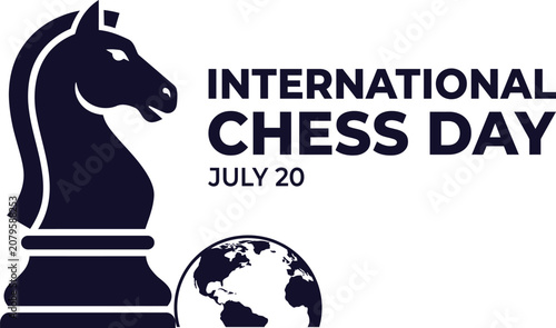 Canvas Print World chess day illustration knight piece globe july 20th celebration