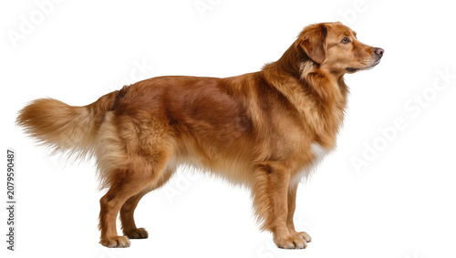 фотографія Isolated beautiful reddish-brown golden retriever dog standing in a perfect side