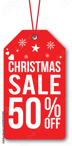 Christmas Sale 50 Percent Off Hanging Red Price Tag Editable