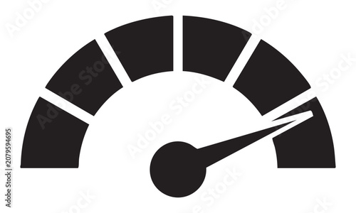 Foto Maximized speed gauge icon indicating full throttle performance for automotive and racing projects