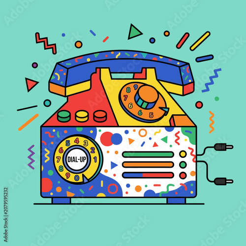 Retro Rotary Phone Pop Art Style