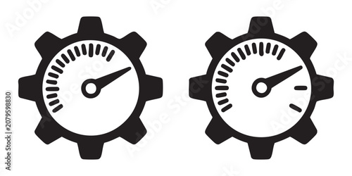 Gauge speedometer symbol icon vector design, performance measurement dashboard graphic element concept.