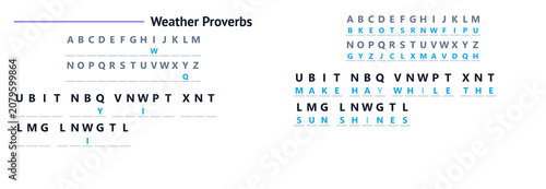 Foto cryptogram Weather forecast graphic with bold typography and clean layout