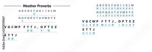 cryptogram Weather Forecast Symbols in Modern Minimalist Style  
