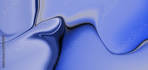 Abstract blue fluid background with smooth flowing waves and glossy texture