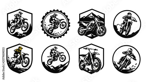 Konstfotografi Set of off road motorcycle racing emblem vector badges