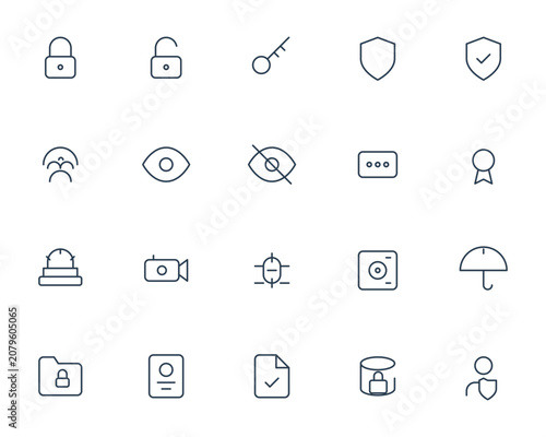 Set of thin line security and protection icons