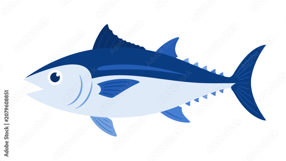 Obraz premium Blue tuna fish vector illustration isolated on white background