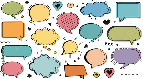 Simple Flat Speech Bubble Vector Set Modern Chat Dialog Message Collection