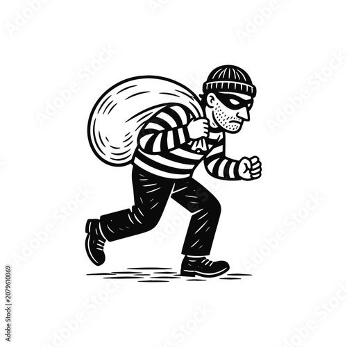 Konstfotografi black and white illustration of a thief