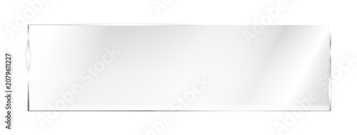 Wide realistic clear glass rectangle sheet overlay with reflective surface effect isolated on background