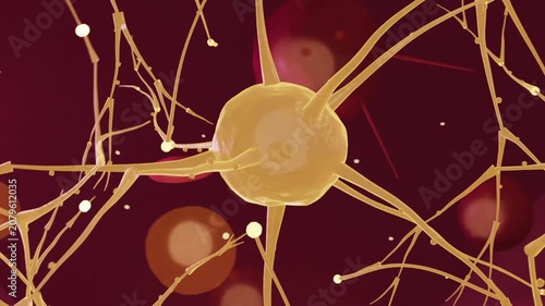 Rotating central neuron soma sending signaling pulses starting at soma along dendrites in lab view