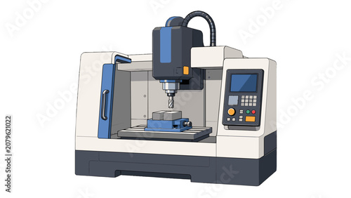 Foto CNC milling machine vector illustration with control panel