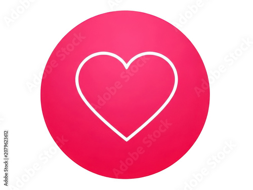 Pink heart icon with white love symbol inside
