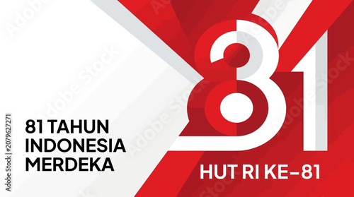 Independence Day anniversary emblem displays the number eighty-one in a bold red and white graphic composition.