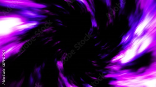 High-resolution 4K motion graphic featuring an elegant, swirling vortex of ethereal purple and magenta light trails on a dark background. 