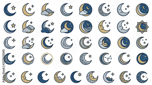 Moon and Star Icon Set