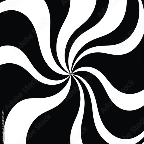 Swirling wave pattern black and white vector illustration