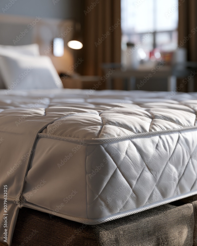Fototapeta premium Hotel Mattress with Protective Zippered Encasement in Soft Natural Light