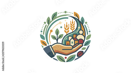 Canvastavla Charity and community growth concept: Helping hand nurturing plant with leaves a