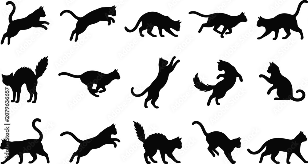 Obraz premium Halloween vector bundle black cat silhouettes for spooky designs and october celebrations