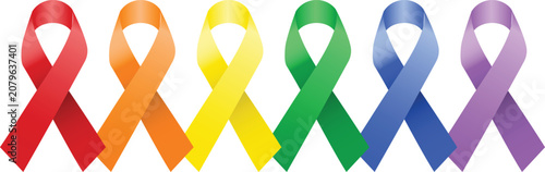 Rainbow colored interlocking ribbons row icon an international symbol of LGBTQ pride and LGBTQ social movements
