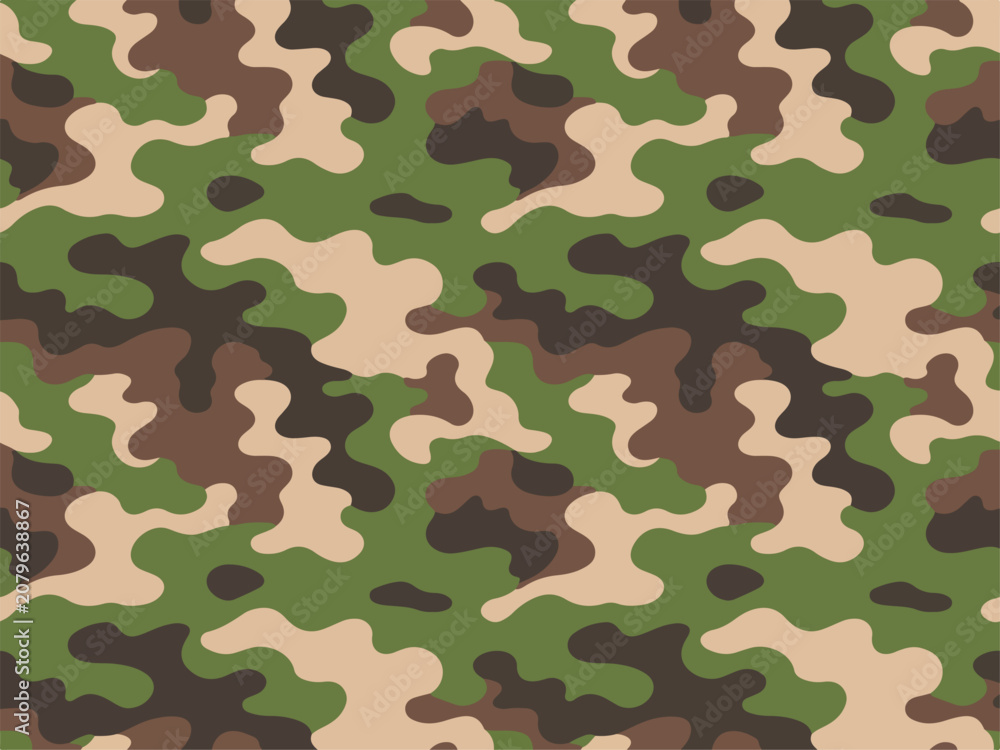 Fototapeta premium Seamless camouflage pattern military woodland design for textiles and apparel abstract background for tactical gear and outdoor clothing