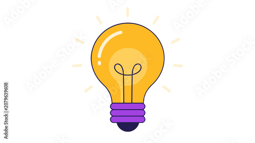 Glowing light bulb color icon with simple outline design