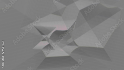Abstract geometric background featuring soft gray polygonal shapes with subtle light reflections and artistic depth