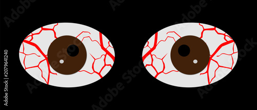 фотографія Cartoon bloodshot eyes illustration with red veins and dark pupils creating a tired or angry expression