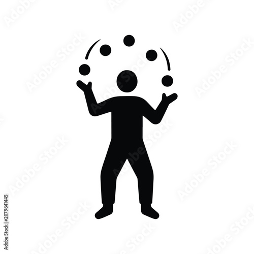 Juggler Circus Performer Entertainment Solid Silhouette Icon Design Collection