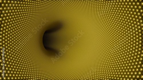 Fotografie Abstract 3D digital gold vortex tunnel background