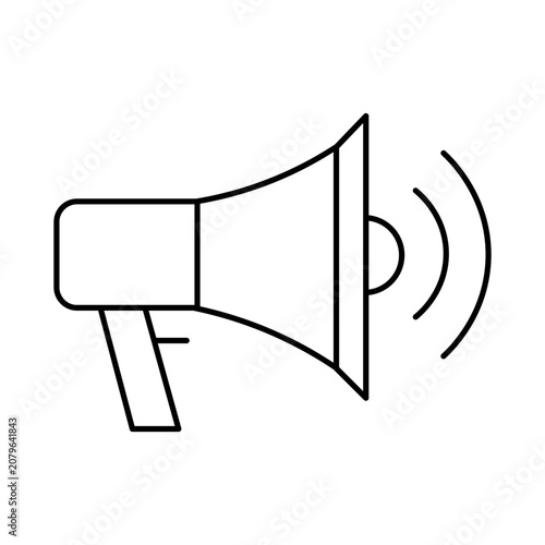 Simple black outline megaphone icon broadcasting sound waves