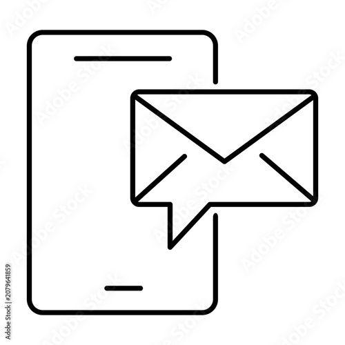 Smartphone message notification email outline digital communication symbol