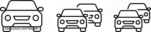 Car Transport Vehicle Icon Collection With Front View Automobile And Fleet Symbols For Mobility And Transportation Vector Design