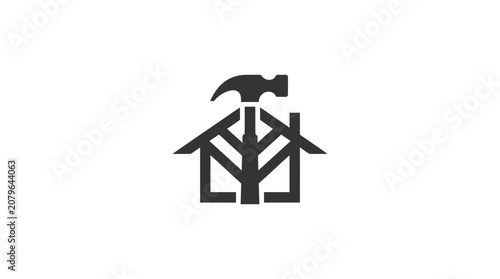 Black hammer and house logo symbol.
