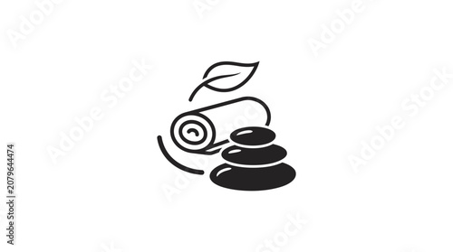 Black Spa Massage Stones Logo Icon.